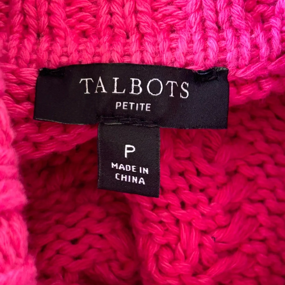 Talbots Petites Women’s Cowl Neck Sweater Chunky Knit Chevron‎ Pattern Size P